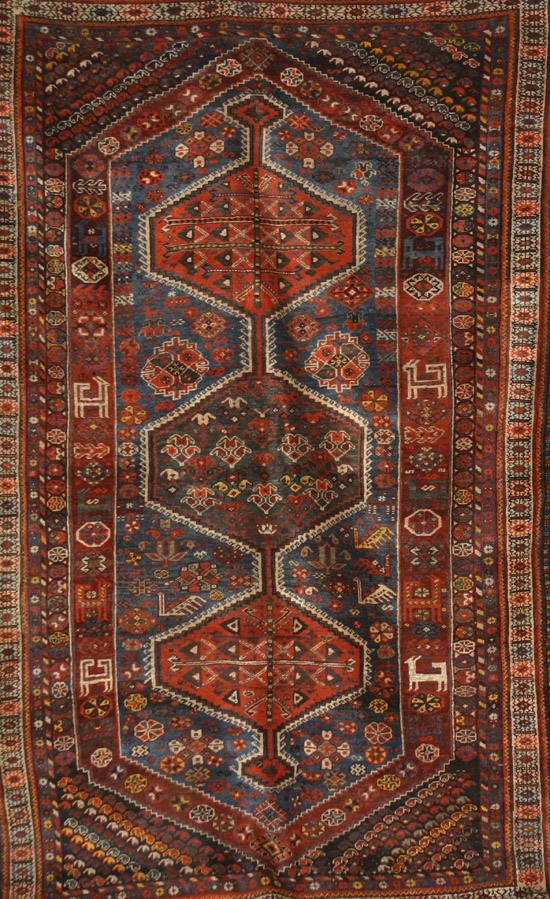 Appraisal: Shiraz Rug First Quarter th Century Blue ground with animal