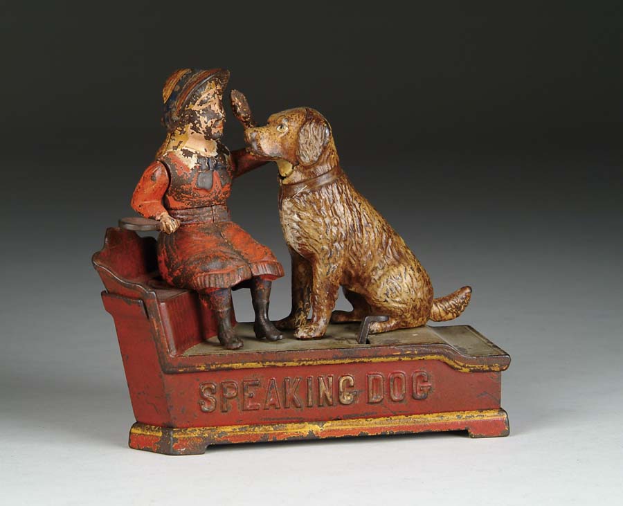 Appraisal: SPEAKING DOG MECHANICAL BANK Manufactured by Shepard Hardware Company This