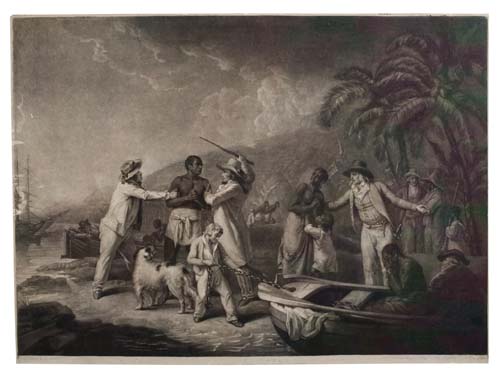 Appraisal: Slave Trade Mezzotint engraving x after a painting by G