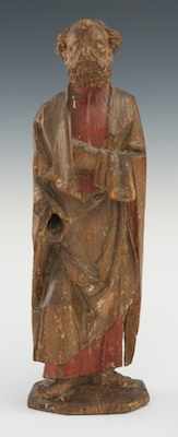 Appraisal: A Carved Wood Santos Figure Male santos figure possibly Saint