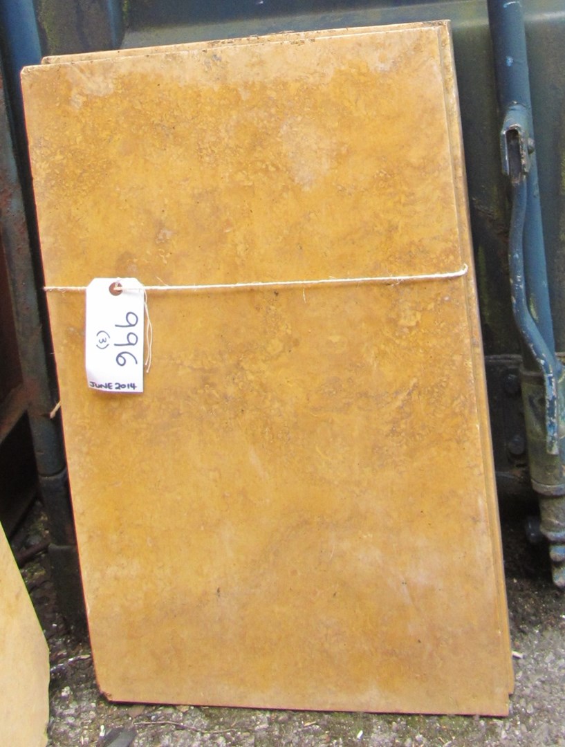 Appraisal: Three slabs of yellow veined marble x cm a f