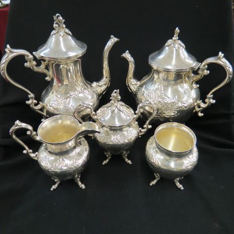 Appraisal: pc Silverplate Tea Coffee Service footed teapot coffeepot sugar creamer