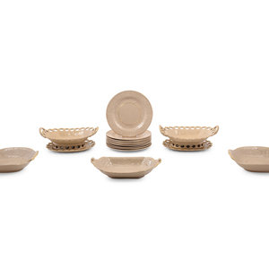 Appraisal: An English Glazed Stoneware Dessert Service comprising dessert plates square