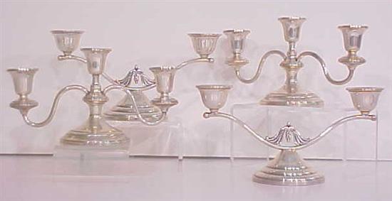 Appraisal: Two pairs sterling candleholders weighted one pair Randahl two light