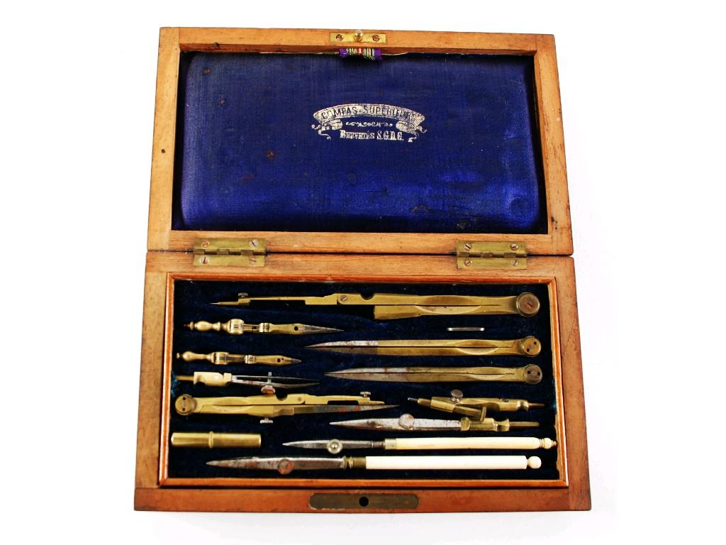 Appraisal: ROSEWOOD CASED SET OF DRAWING INSTRUMENTS EST -