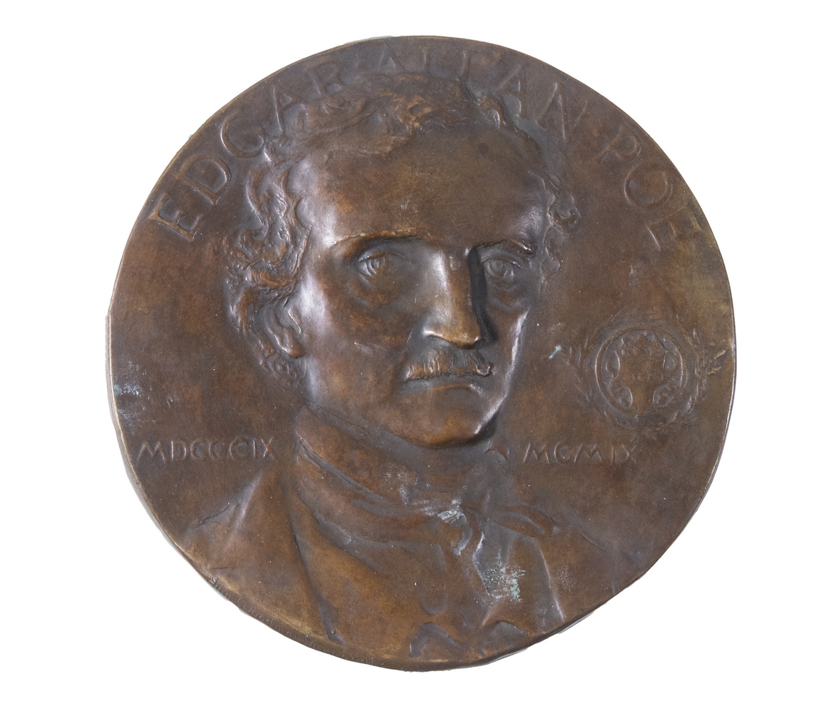 Appraisal: BRONZE ROUNDEL OF EDGAR ALLAN POE FOR THE GROLIER CLUB