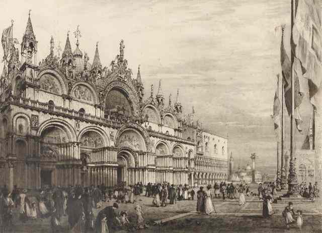 Appraisal: AXEL HERMANN HAIG - St Mark's Square Venice etching pencil