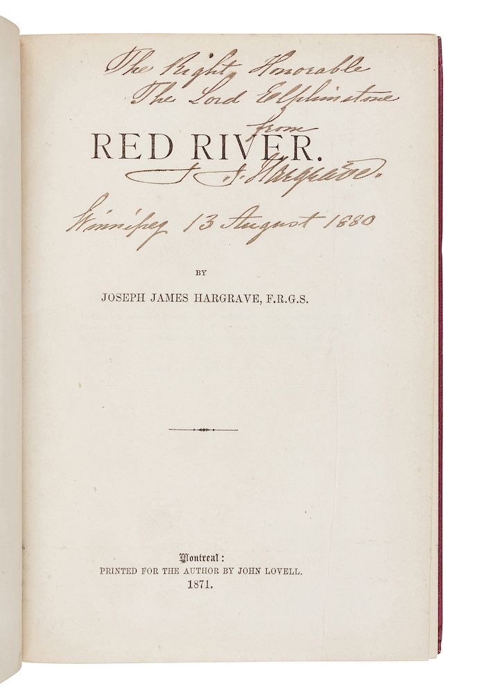 Appraisal: HARGRAVE Joseph James - Red River Montreal John Lovell for