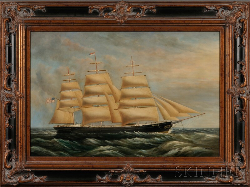 Appraisal: D Tayler American th Century Portrait of an American Clipper