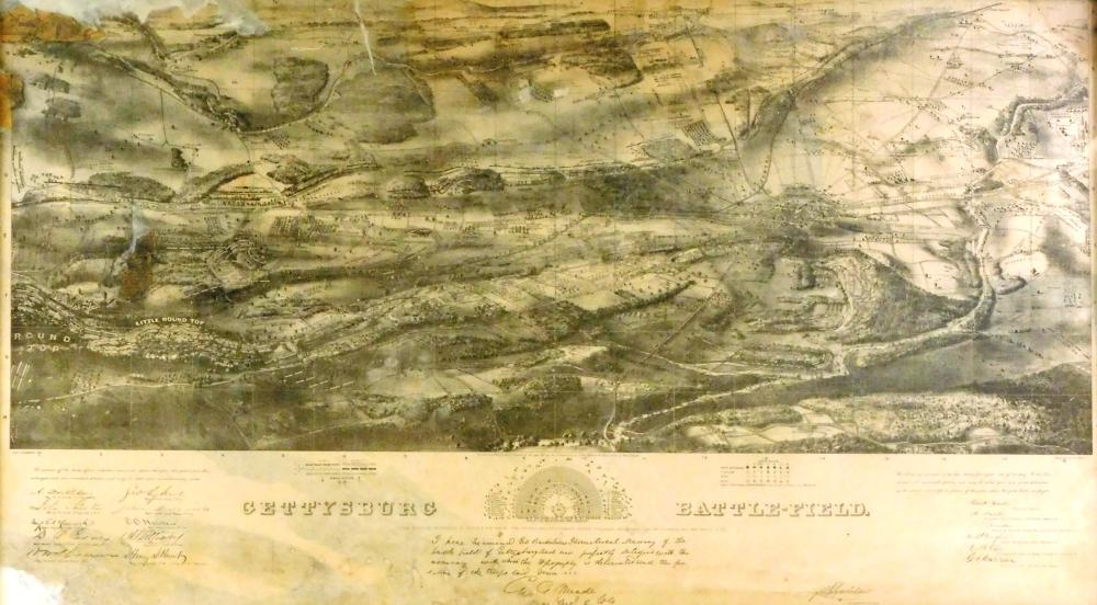 Appraisal: MAP Gettysburg Battle-Field by John B Bachelder birdseye view lithograph