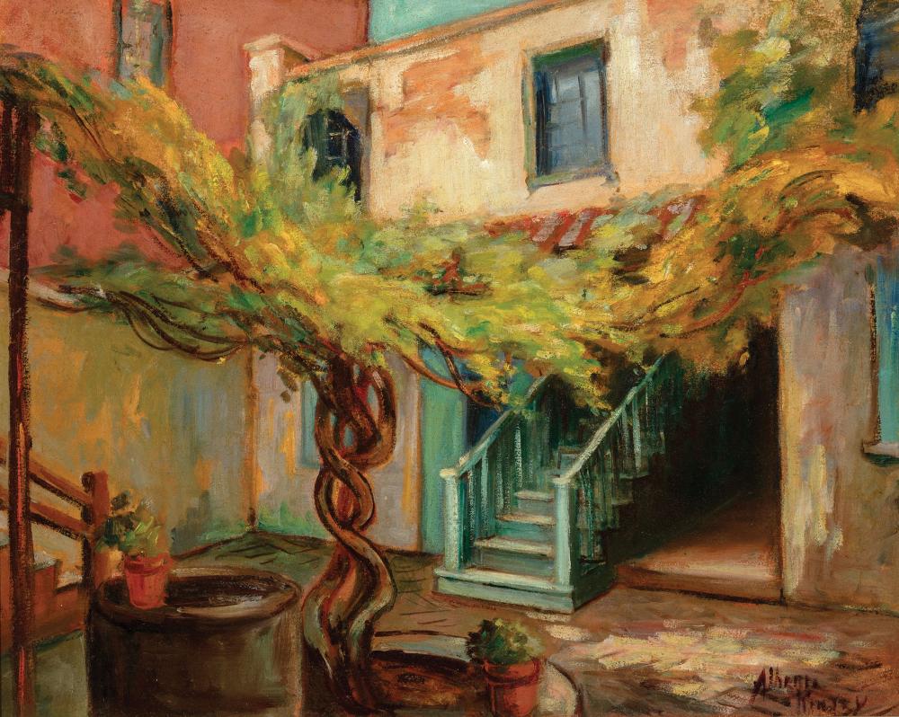 Appraisal: Alberta Kinsey American New Orleans - French Quarter Courtyard oil