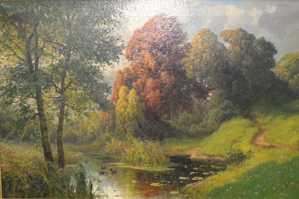 Appraisal: Alois Arnegger Austrian - Autumn Ducks in the Pond oil