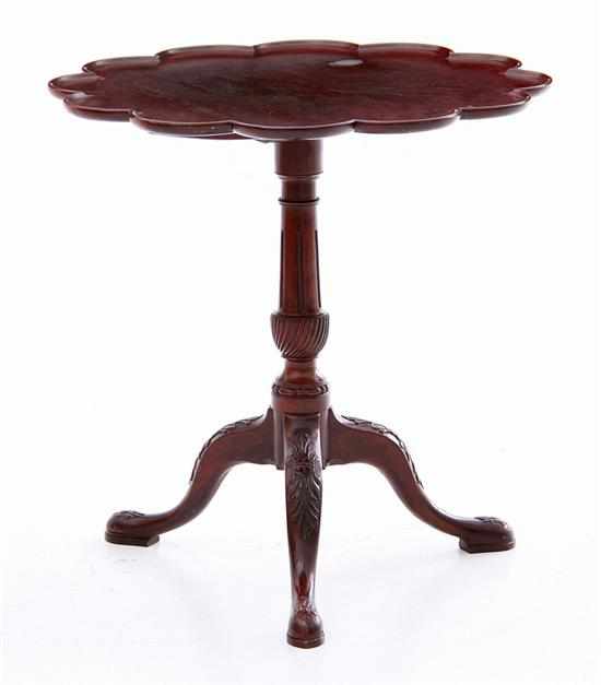 Appraisal: Chippendale style carved mahogany tilt-top stand th century circular lobed