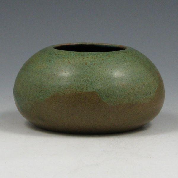 Appraisal: University City low vase from with matte green over brown