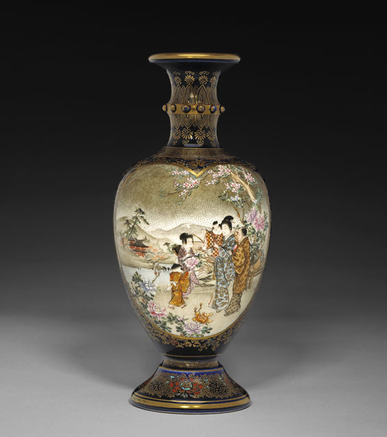 Appraisal: FINE KINKOZAN SATSUMA VASE Fine Japanese Kinkozan Satsuma vase of