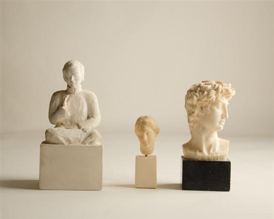 Appraisal: Lot of Three Figures Parian seated figure damaged bust of