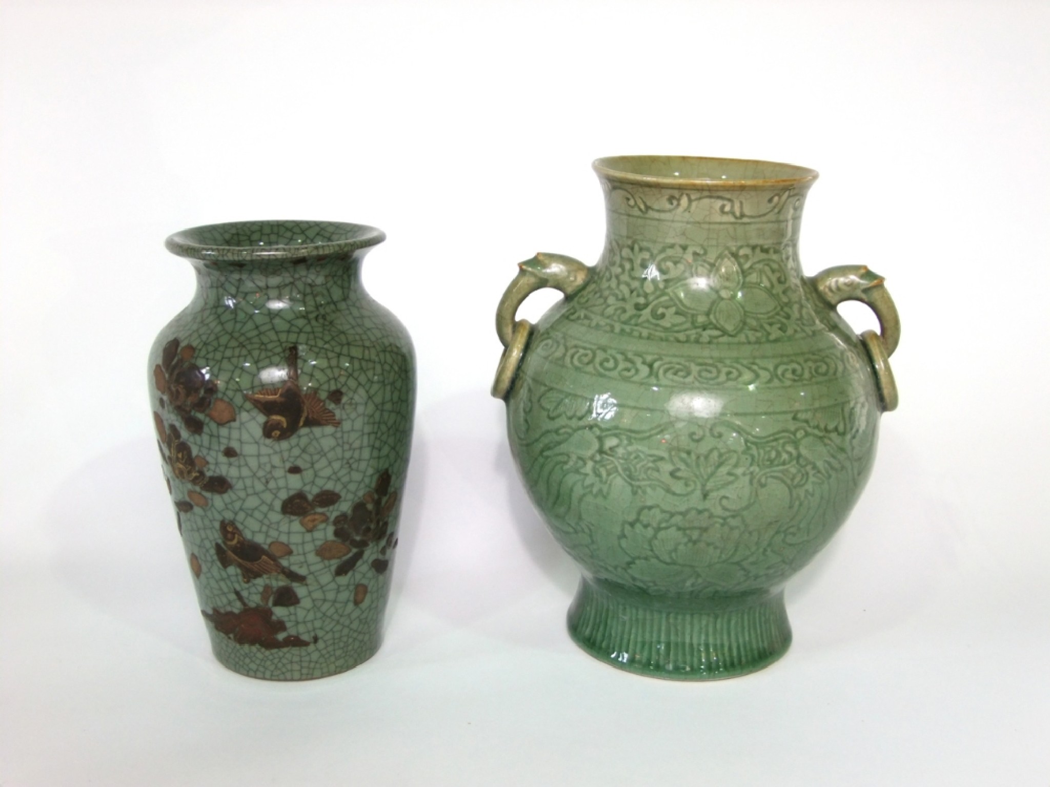 Appraisal: A th century Chinese two handled vase with celadon glaze