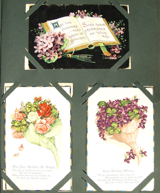 Appraisal: Album of mixed postcards including some birthday cards floral cards