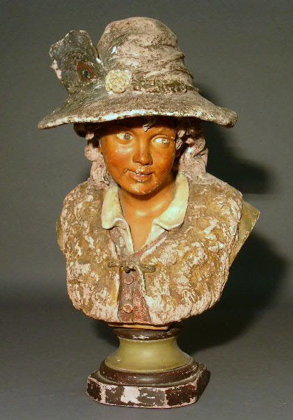 Appraisal: Plaster bust of a boy with hat h x w