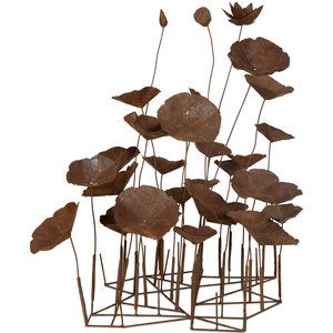 Appraisal: A Metal Multi-Headed Water Lily Sculpture th Century Height x