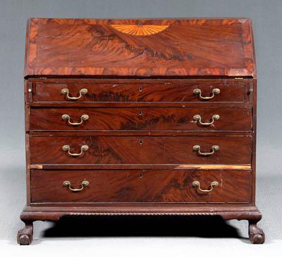 Appraisal: Inlaid New York Chippendale desk mahogany with poplar secondary fall