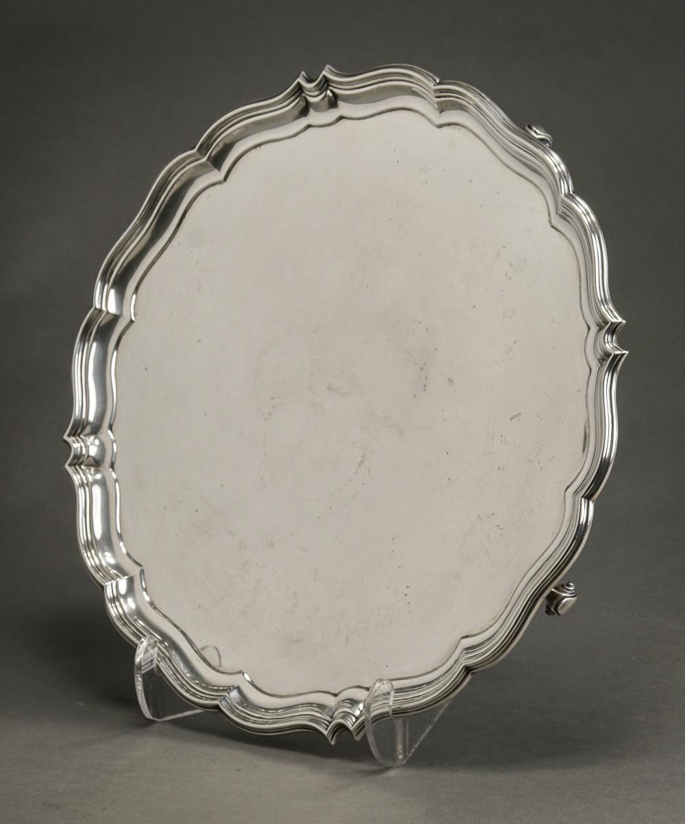 Appraisal: GEORGE V SILVER SCROLL-FOOTED SALVER GEORGE HAPE SHEFFIELD CIRCA George