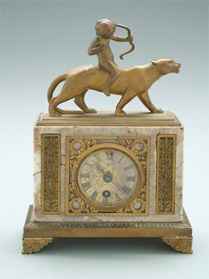 Appraisal: Ormolu mounted key wind shelf clock pediment with putti aiming