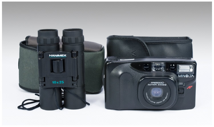 Appraisal: Pair of Small Hanimex Binoculars Minolta Camera