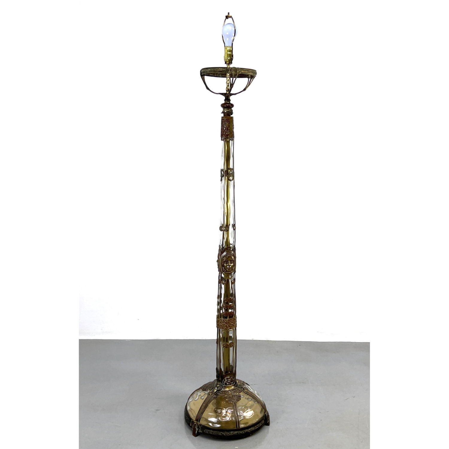 Appraisal: Bronze Art Nouveau Antique Floor Lamp Metal Work Attributed to