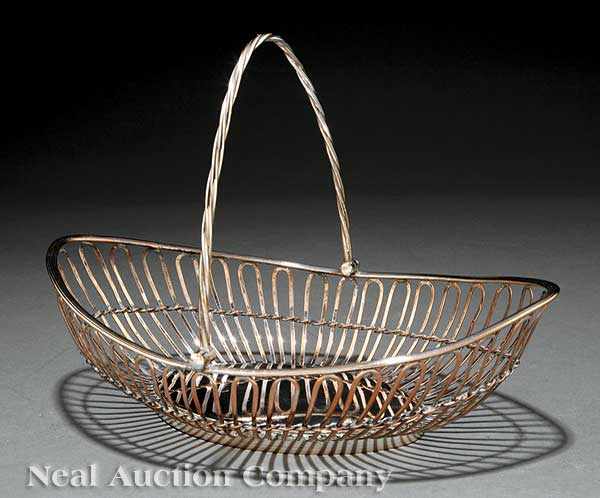 Appraisal: A Georgian Sheffield Plate Wirework Cake Basket c - navette