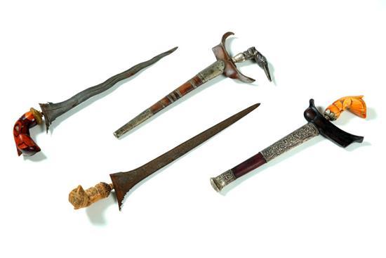 Appraisal: GROUP OF SEVEN KNIVES Indonesian th century Includes kris knives