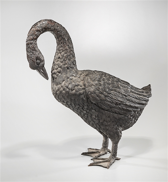 Appraisal: Chinese bronze figure of a goose x x approx Condition