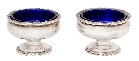 Appraisal: A Pair of American Silver Footed Open Salts Frank Whiting