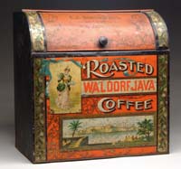 Appraisal: WALDORF JAVA STORE COFFEE BIN Large store bin with colorful