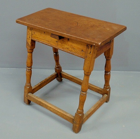 Appraisal: Maple joint stool with a rectangular top and turned legs