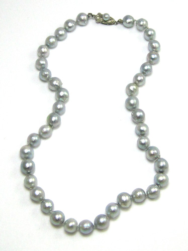 Appraisal: CHOKER LENGTH GREY PEARL NECKLACE strung with baroque grey pearls