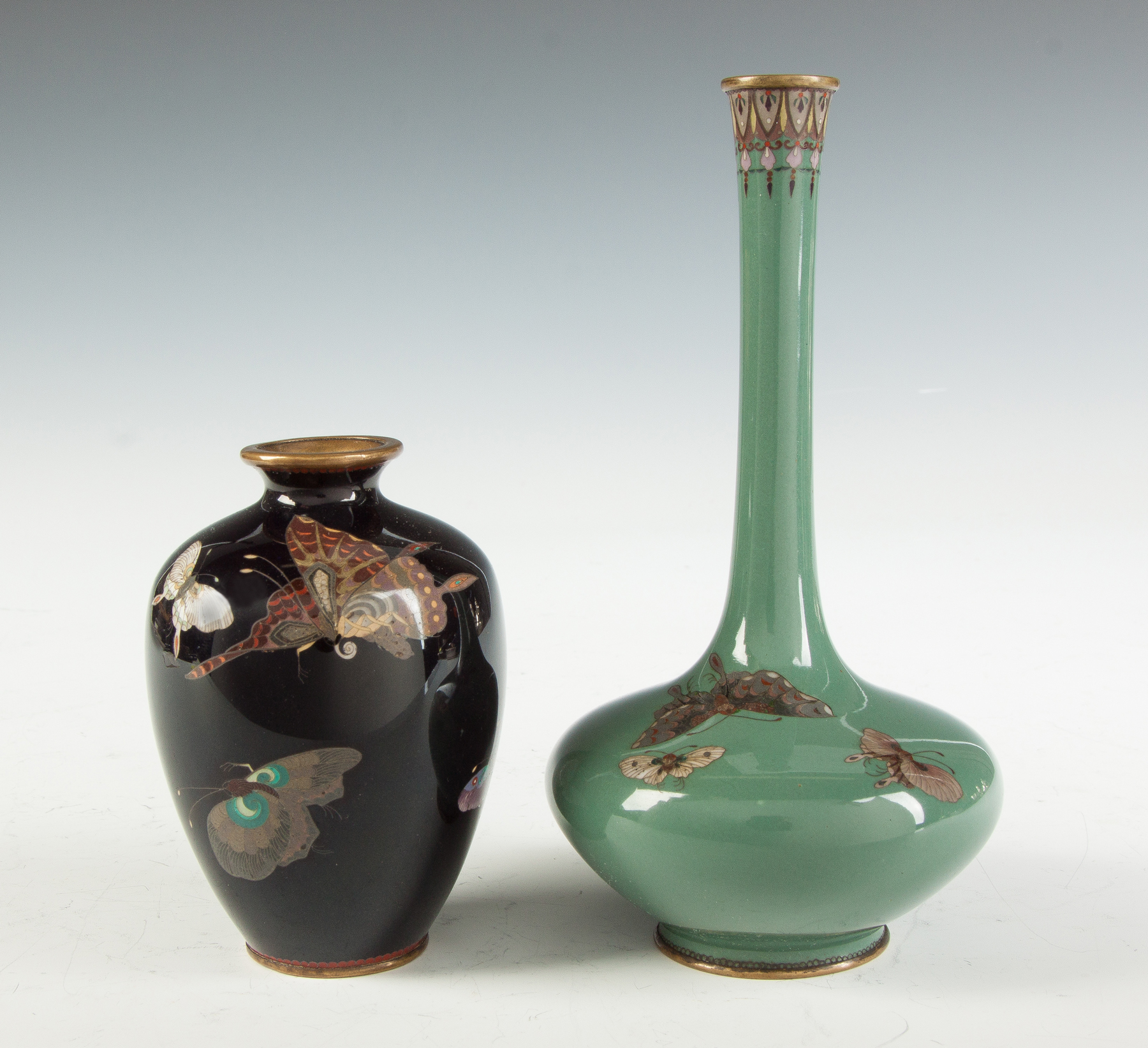 Appraisal: Japanese Cloisonn Vases with Butterflies th cent In the style