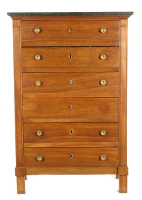 Appraisal: A th century continental walnut tall chest the marble top