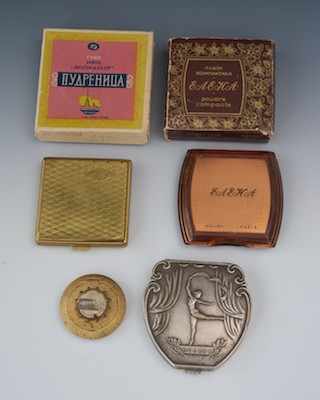 Appraisal: Four Vintage Russian Powder Compacts Two with Original Cardboard Box