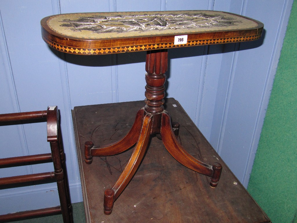 Appraisal: Lot comprising beadwork pedestal table and a towel rail