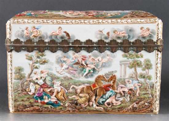 Appraisal: Ormolu-mounted Meissen painted porcelain Capodimonte style box late th early