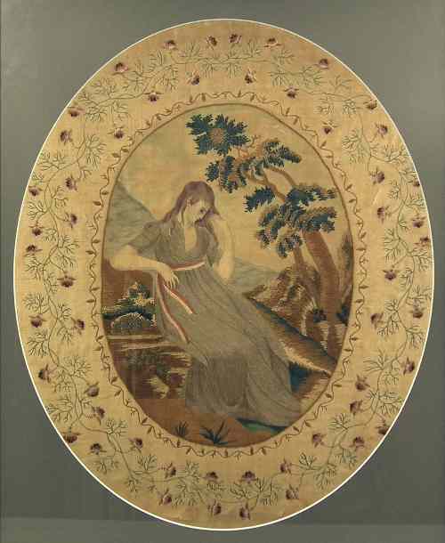 Appraisal: A late th Century silk needlework panel worked with a