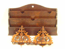 Appraisal: A pair of mahogany wall brackets together with an oak