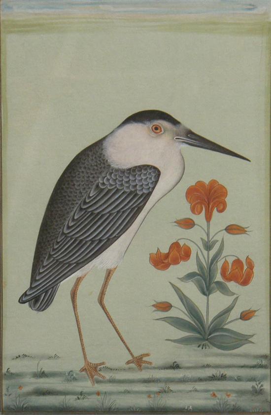 Appraisal: Indian painting on rice paper depicting a bird and flowers