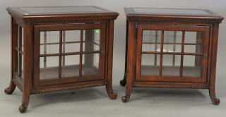 Appraisal: Pair of Contemporary glass top curio end tables each with