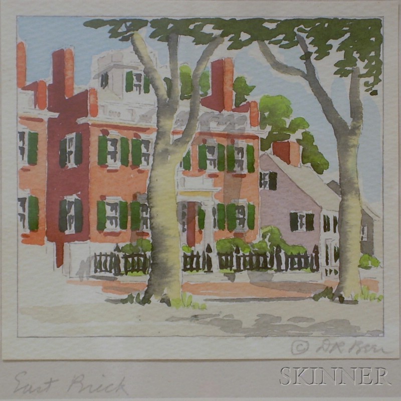 Appraisal: Framed Watercolor with Graphite on Paper Nantucket View East Brick