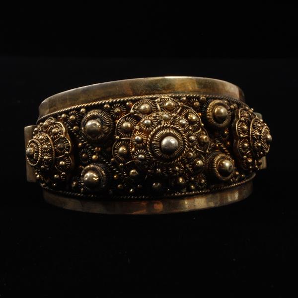 Appraisal: Siam Sterling Silver Vermeil Filigree Cuff Bracelet marked inner width