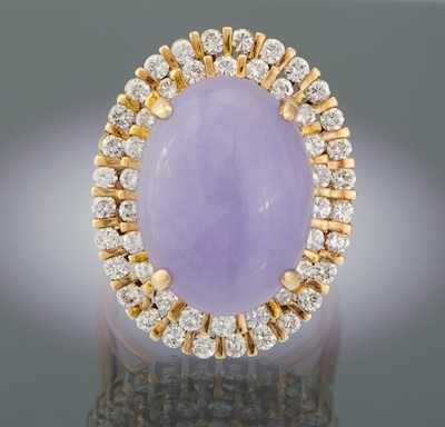 Appraisal: A Lavender Jadeite and Diamond Cocktail Ring k yellow gold