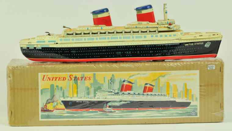 Appraisal: UNITED STATES BATTERY OPERATED OCEAN LINER Yonezawa Japan lithographed tin