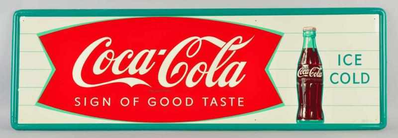 Appraisal: Tin Coca-Cola Sign Description Beautiful clean crisp and bright example